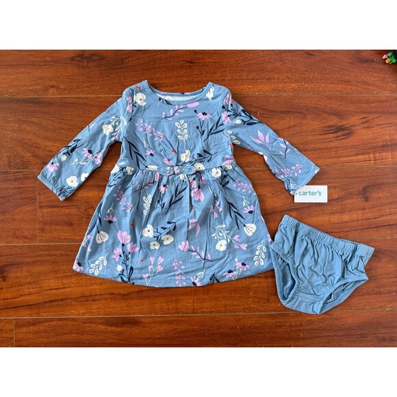 Carter’s Floral Jersey Dress and Undies 18m - Picture 2 of 5